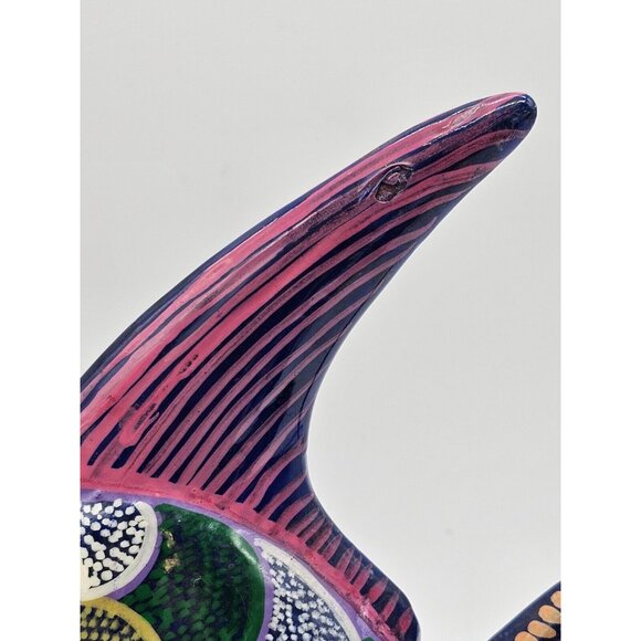 Hand Painted Terracotta Tropical Angel Fish Folk Art Mexican - Picture 6 of 11